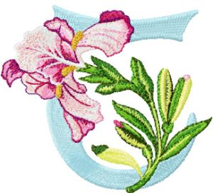 Iris Letter T embroidery design