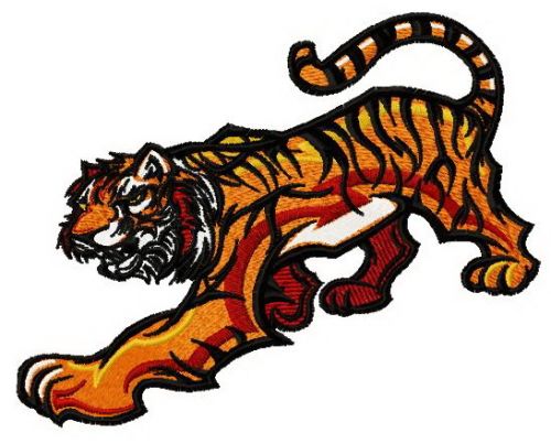 Tiger hunting machine embroidery design