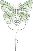 Diseño de bordado gratis de mariposa con máscara de dama.