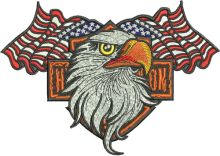 Harley and eagle embroidery design