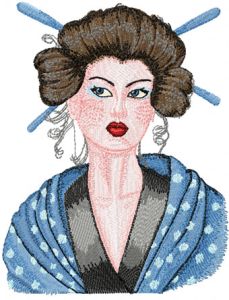 Geisha with Hairpin embroidery design