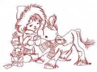 Girl and calf 3 embroidery design