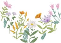 Summer meadow semicircle embroidery design