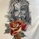 Adorable Greyscale sugar girl rose-machine embroidery design