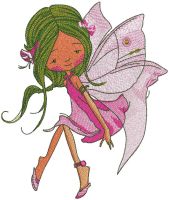Young Fairy in Pink Dress embroidery design