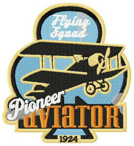 Pioneer aviator machine embroidery design