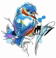 European goldfinch embroidery design