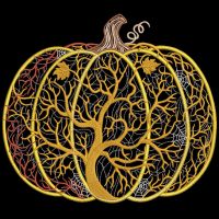 Halloween pumpkin magic tree embroidery design