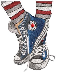Sneakers and bright socks fashionable style embroidery design