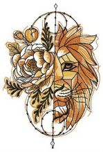 Fantastic lion embroidery design