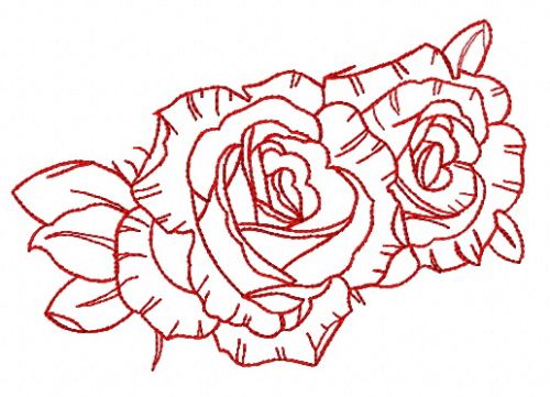 Two roses machine embroidery design      