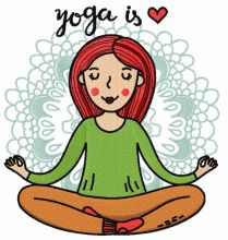 Yoga is heart embroidery design