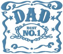 Dad number 1 embroidery design