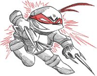Sketch Raphael attack embroidery design