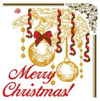 Merry Christmas postcard 3 embroidery design