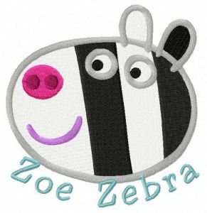 Zoe zebra embroidery design