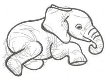 Elephant sketch embroidery design