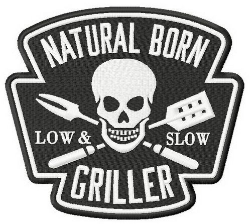 Natural born griller machine embroidery design