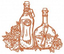 Bottles and flowers 3 embroidery design