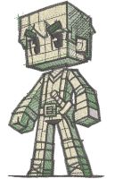 Minecraft warrior sketch embroidery design