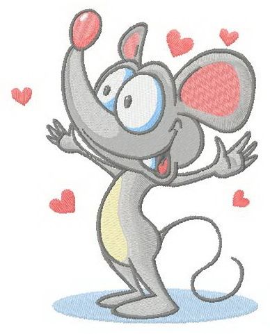 Mouse in love machine embroidery design