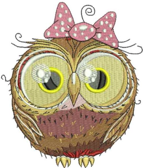 Cute owl girl embroidery design 2