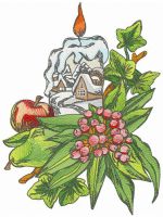 X-mas composition with candle embroidery design