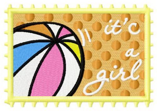 Postage stamp It's a girl machine embroidery design