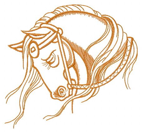 Horse head sketch machine embroidery design