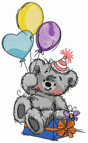 Bear's birthday 2 machine embroidery design