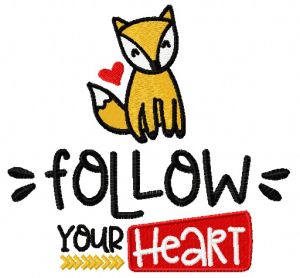 Follow your heart embroidery design