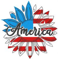 America sunflower embroidery design