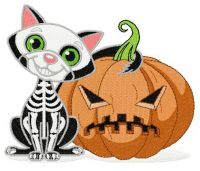 Cat's halloween embroidery design