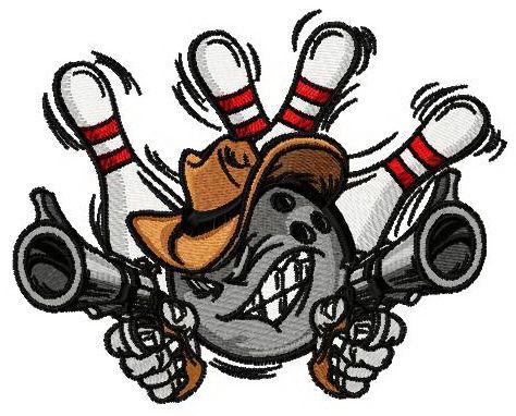 Wild West bowling machine embroidery design