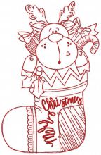 Merrry Christmas Deer in sock embroidery design