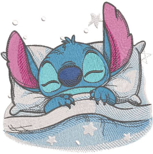 Sleeping stitch covered with a blanket embroidery design