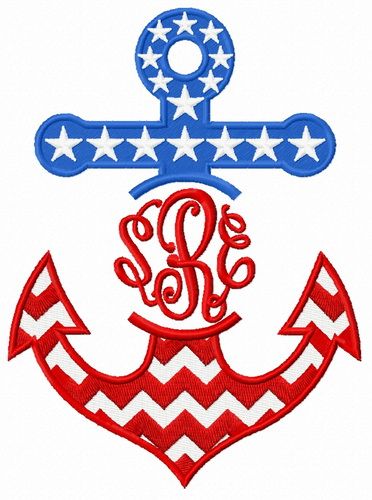 Stars and stripes anchor   machine embroidery design