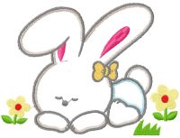 Cute bunny applique free machine embroidery design