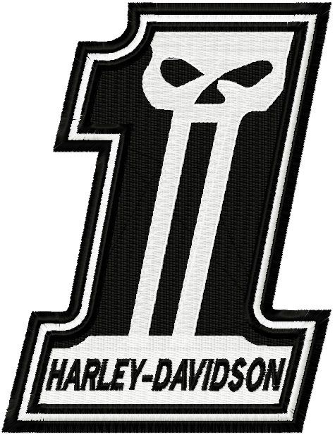 Harley Davidson number One logo embroidery design