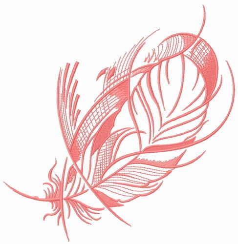 Pink pigeon feather machine embroidery design
