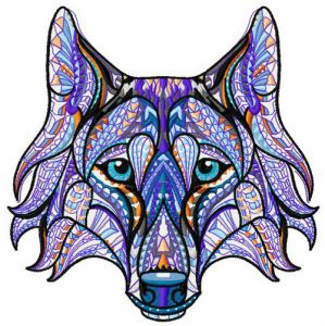 Mosaic wolf embroidery design