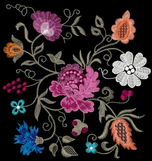 Flower composition free embroidery design