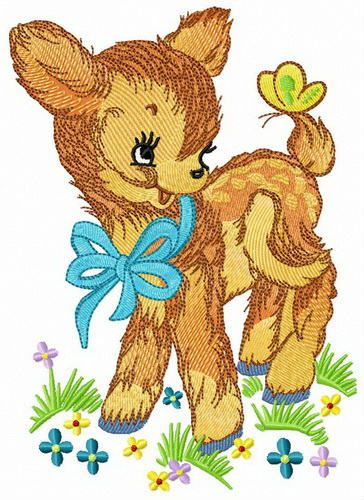 Kind fawn machine embroidery design