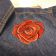 Embroidered denim jacket with rose design