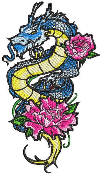 Dragon lily embroidery design