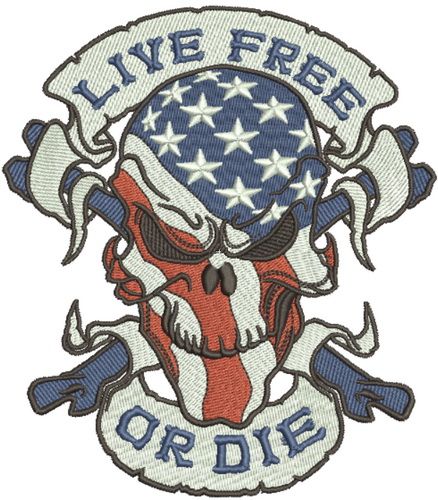 Live free or die 3 machine embroidery design