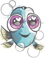Dory sketch embroidery design