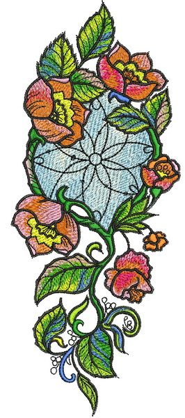 Decoration with poppies machine embroidery design
