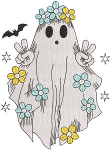 Fun floral ghost embroidery design