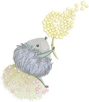 Hedgehog and air flowers embroidery design